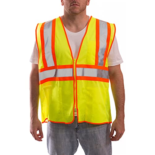 Image of Tingley Job Sight V70642 High Visibility Class 2 Two-Tone Mesh Vest, 4X-5X, Fluorescent Yellow-Green | 100% polyester mesh, Job Sight V70642 high-visibility Class 2 Two-Tone Mesh Vest