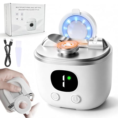Electric Nail Clippers for Seniors Adults & Baby Dual-Blade 4 in 1 Automatic Nail Trimmer for Fingernail & Toenail with LED Light 2.5X Magnifier 3 Speeds Dust Storage & USB-C Rechargeable White