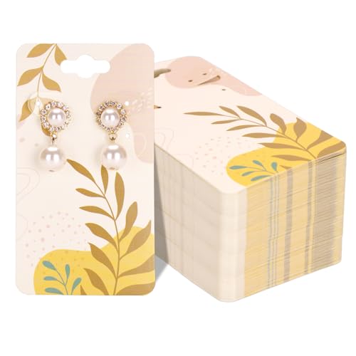 joycraft 100Pcs Jewelry Display Cards Paper Earring Necklace Bracelet Display Holder Tags for DIY Crafts Retail Selling Packaging Cards Morandi Brown-2x3.5 in
