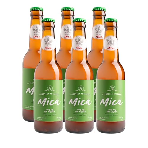 Mica - Pack de 6 Cervezas Artesanales, 6 Cervezas de Mica Estilo Pale Ale Sin Gluten - 6 x 330 Mililitros