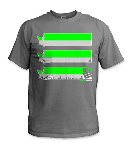 SafetyShirtz Men's Washington State Hi-Vis Safety Stripe Tee, Neon Green/Gray/Charcoal - X-Large