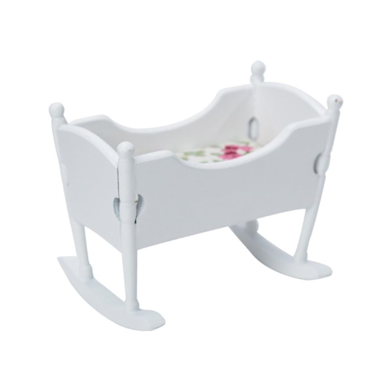 SAFIGLE Doll House Cradle Baby Furniture Baby Doll Cribs Miniature Dollhouse Mini Crib Toy Decorative Crib Miniature Doll House Baby Bed Plywood, Birch White Doll House DIY Cradle Pocket