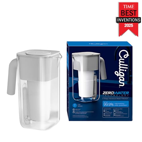 Image of Culligan with ZeroWater Technology 7-Cup Water Filter Pitcher - Includes 5-Stage Advanced Water Filter, IAPMO Certified to Reduce Lead, Total PFAS (Forever Chemicals), Mercury, Fluoride, and Chlorine