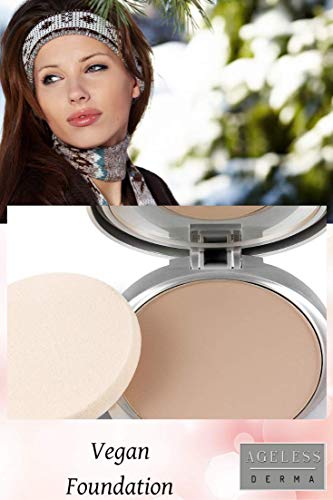 Ageless Derma Natural Mineral Makeup Foundation- A Healthy Vegan Full Coverage Pressed Powder. Made In Usa (Buttery Beige) #TOP4