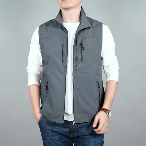 Hixiaohe Mens Lightweight Vest Summer Casual Outdoor Vest Utility Travel Golf Work Zip Sleeveless Jacket with Pockets4