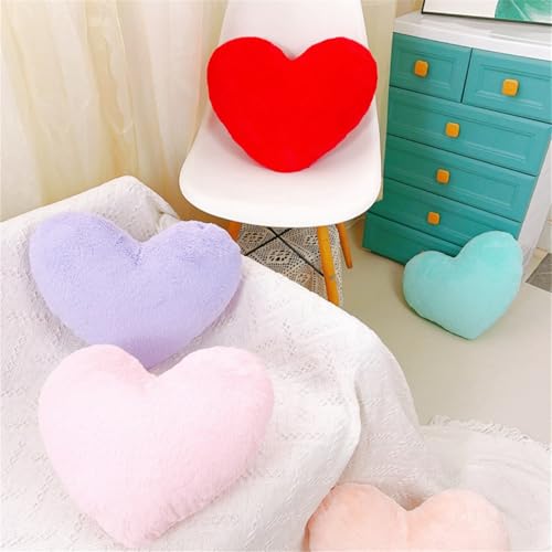 Herzkissen Dekokissen Zierkissen 46x36 cm Herz Kissen Kinderzimmer Decor Herzform Dekokissen Kopfkissen Kissen Zierkissen, Plüsch Kinderkissen für Kinderzimmer Sofa Dekoration (Rot)