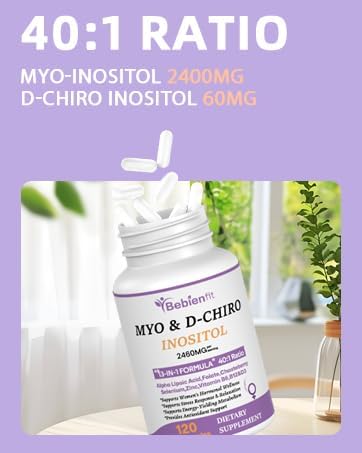 Miniatura 7 de Suplemento de inositol - Myo-inositol y D-Chiro Inositol Ideal 401 Proporción - Más Ashwagandha, Chasteberry