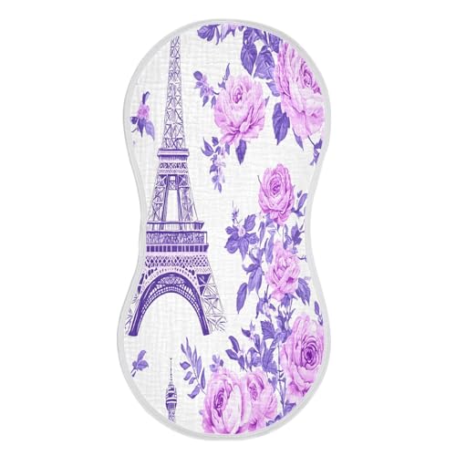 Beautiful Eiffel Tower Plant Burp Cloths Cotton Baby Washcloths,Large 22x11in Burping Cloth Absorbent and Soft for Newborn Baby Boys and Girls,4 Pack