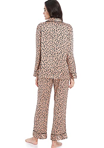 Image of Serenedelicacy Women's Satin Pajama Set Long Sleeve Button Down Sleepwear 2-Piece Silky Pj Set