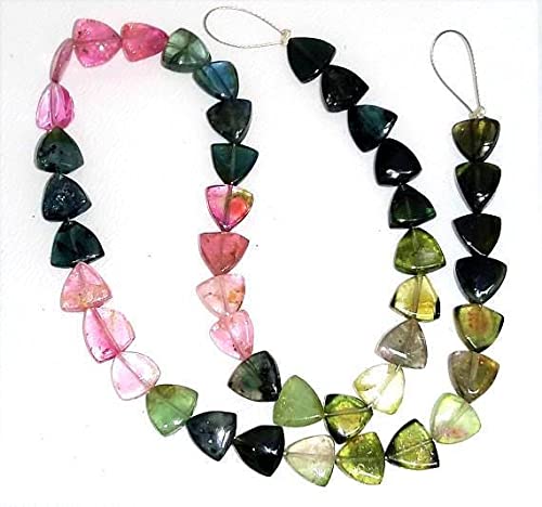Tourmaline smooth beads triangle 6.5-7mm en fil de 11.5" pour création bijoux