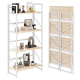 JSB Estantería plegable de 4 niveles sin montaje, 4 niveles)