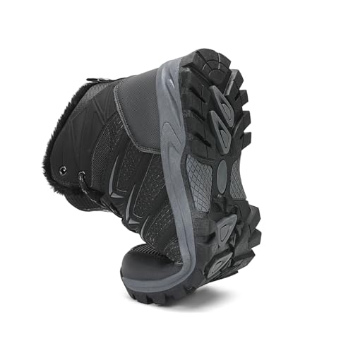 DANNTO Herren Warme Gefütterte Winterschuhe Winterstiefel Wanderschuhe Trekkingschuhe Draussen Schneestiefel (Schwarz-C,45)