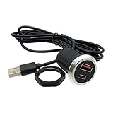 SWPHRT 5V Car USB Outlet Charger, Dual High-Speed Recessed Mount Vehicle Type A Type C Ports Charger Socket, Automotive Power Outlet Accessories, Universal for Camper Van Trailer