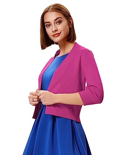 GRACE KARIN Women's 3/4 Sleeve Knit Cropped Cardigan Sweaters Open Front Bolero Shrugs Sweater Tops S-3XL - image 3