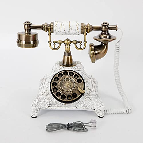 Teléfono Retro de Escritorio con Disco Giratorio Color Blanco miniatura 1