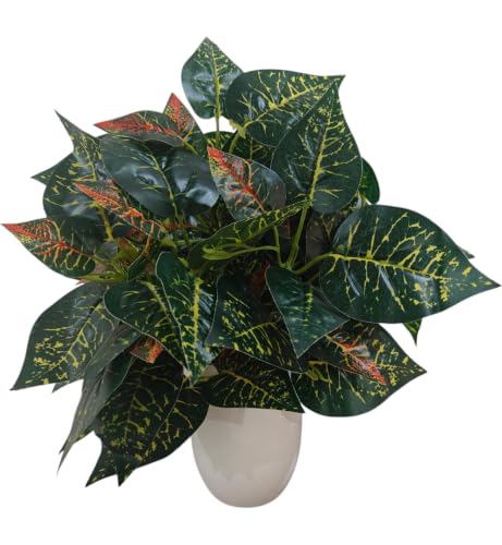 Image of Natural Looking Artificial Big Croton Plant /Tree with Pot | Ornamental Plant for Interior Decor | Home /Shop /Office Decor (Big-Croton)