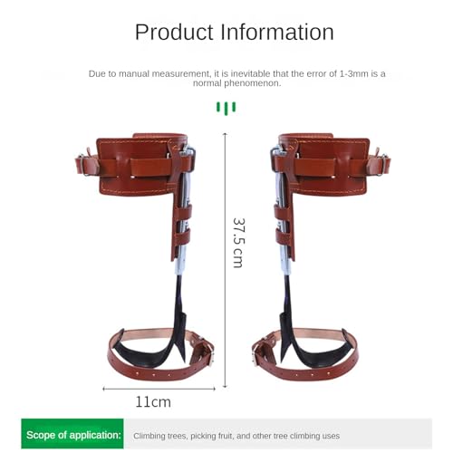 Hebilla de pie de escalada de cuero, acero al carbono forjado ajustable con correas de cuero de vaca antideslizantes y guantes a prueba de puñaladas para cosecha al aire libre