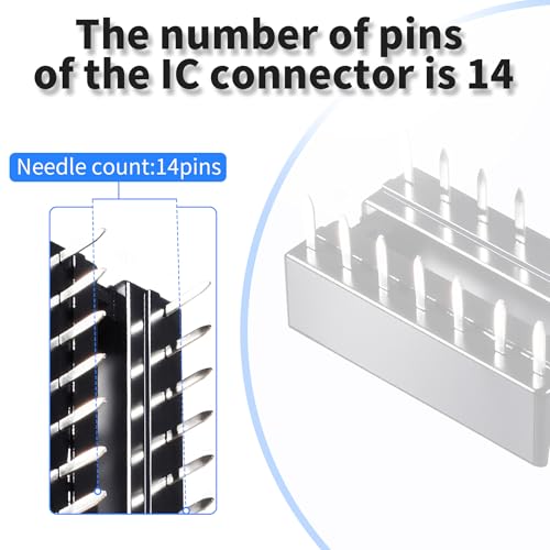 FOCMKEAS 40 Pcs 14 Pin IC Socket,2.54mm Pitch Pins Soldering DIP IC Chip Socket Adaptor for PCB Board Design, Breadboard Project