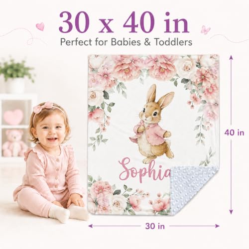 Image of Personalized Baby Blanket for Girls, Custom Nursery Blanket with Name, 30 x 40 Inch Soft Minky Blanket for Baby Toddlers, Newborn Print 10