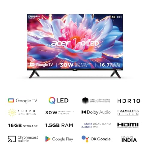 Image of acer 80 cm (32 inches) V Series HD Ready Smart QLED Google TV AR32GR2841VQD (Black)