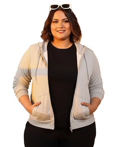 Image of Elite soul Women's Plus Size Zipper Hoodie | Front Zip Full Sleeve Hooded Sweatshirt | Casual Zipper Jacket | XL, 2XL, 3XL, 4XL, 5XL, 6XL