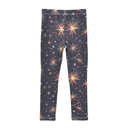 KLL Colorful Fireworks Illustration Girls Athletic Leggings Soft High Waisted Sweatpants Running2