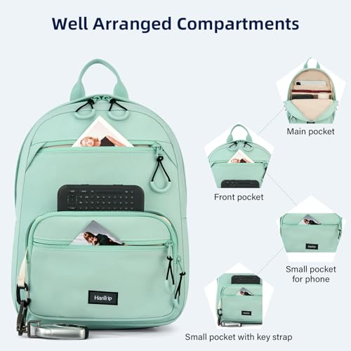 Image of HanTrip Carry On Travel Backpack For Men Women, 13 Inch Small Mini Work Bag Personal Item Backpacks, Camping Back Pack Lightweight Hiking Daypack For Office Nurse Commuter (Cyan)