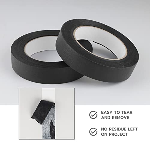 Lichamp 3 Pack Black Painters Tape 1 Inch, Black Masking Tape 1 Inch X 55 Yards X 3 Rolls (165 Total Yards) #TOP5