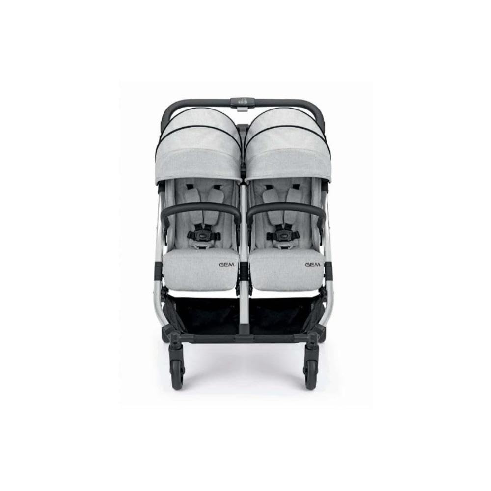 ART851-210 Cam Passeggino doppio - Grigio - GEM, passeggino perfetto per gemelli e/o fratelli e sorelle di diverse età, da 0 a 4 anni (22 kg.), Pieghevole compatto, Facile da trasportare, imbracatura.