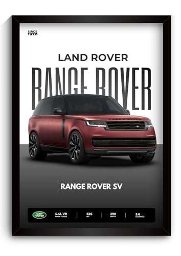 Image of Range Rover Poster | Framed Poster of Land Rover Range Rover A4 Sized (31 x 23 cm) | Cars Posters for Wall, Gift for Boys, Supercar Frame | Car Frames | Car Posters for Wall, Bedroom, Hostel, Study Room