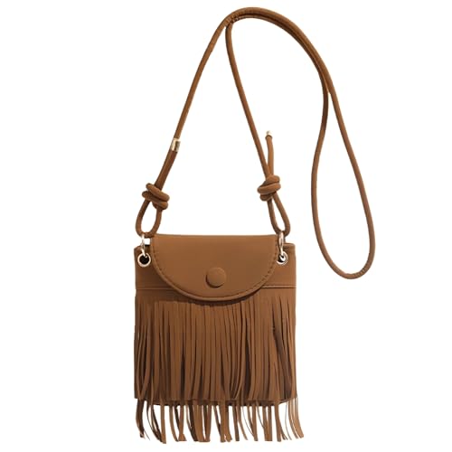 KRYMXAR Bolso boho para mujer, bolso con flecos, 1 bolso bandolera de ante, ropa hippie para mujer, traje de los años 70