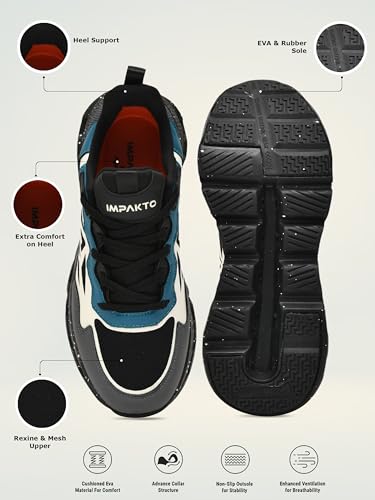 Image of Impakto QuantumLeap Men Running Shoes | Lightweight & Breathable Shoes for Training & Travel | Bouncy Heel Sole for Comfort | Anti - Skid Sole for Ground Traction