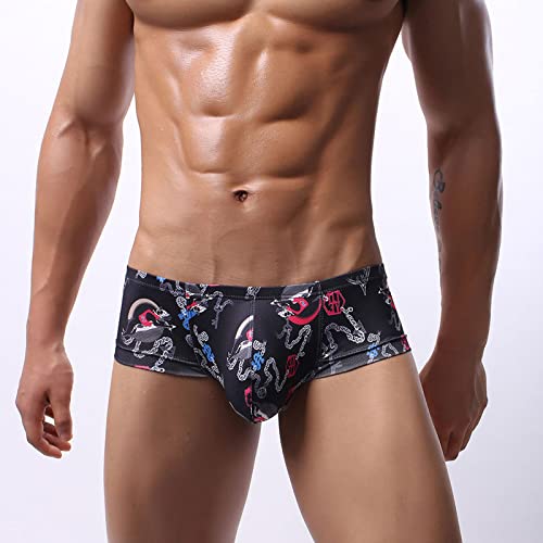 Sexy Printed Short Legs Boxer Briefs for Men, Low Rise Big Pouch Underwear, Mesh Breathable Undies Trunks4