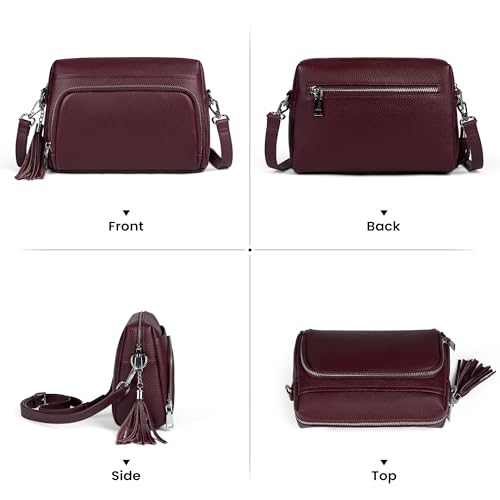 Image of befen Genuine Leather Crossbody Bags for Women Leather Wallet Travel Purse