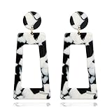 JQQJZLC Joyas Mujeres Pendientes de Plata, E514 Joyas de Moda Resina acrílica Pendientes Colgantes para Mujeres Geometría Cuadrada Pendientes de Tortuga de Tortuga Regalos Brincos para Novia, Esposa,