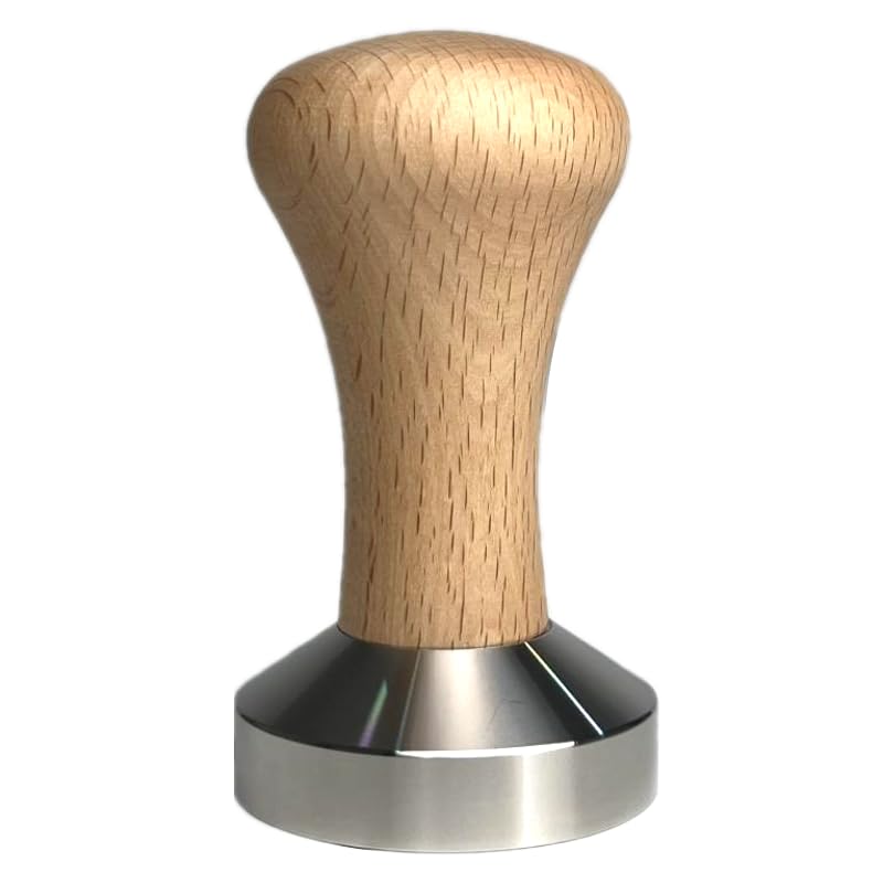 CHULUX 51mm Espresso Coffee Powder Tamper for Espresso Machine, 304 Stainless Steel Flat Base, Solid Wood Handle