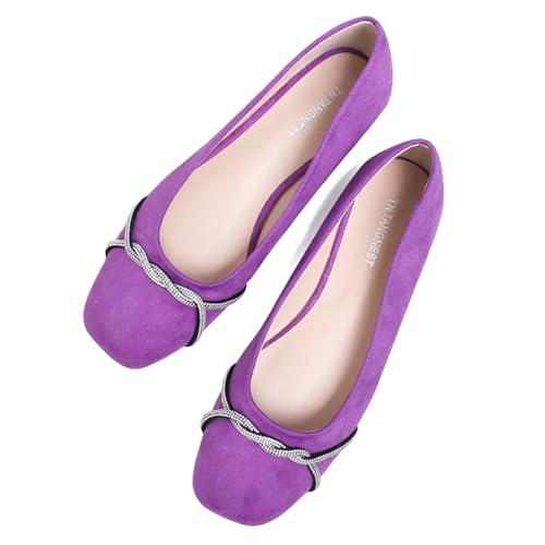 Image of TN TANGNEST Womens Casual Flats Chain Ballet Flats | Fashion Pointed Toe Rhinestone Flats, Comfort Slip On Dress Shoes for Business Work Office Wedding Party