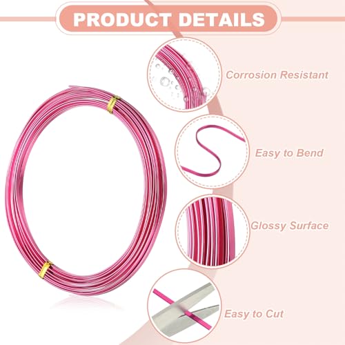 Image of uxcell 18 Gauge Flat Aluminum Wire, 16.40 ft 3mm Wide Aluminum Crafts Wire for Flower Bonsai Crafts Carving DIY Bezel Sculpting Gem Metal Wrap, Rose Red