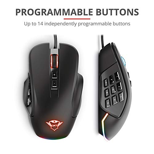 Trust Gaming Gxt 970 Morfix Kişiselleştirilebilir Oyun Faresi, 4 Manyetik Yan Plaka, 10.000 Dpi, Rgb Aydınlatma, Siyah