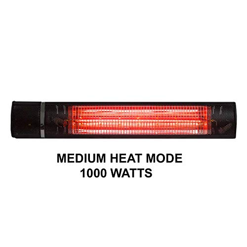 Hiland Hil-Tw15R Electric Wall Mount Infrared Indoor/Outdoor Heater, 1500 Watts, Remote Control, Variable Temperture, Black #TOP2