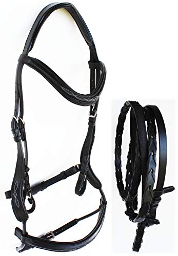 Horse English Leather COB Padded Riding Raised Adjustable Flash Bridle Reins 803S45-C