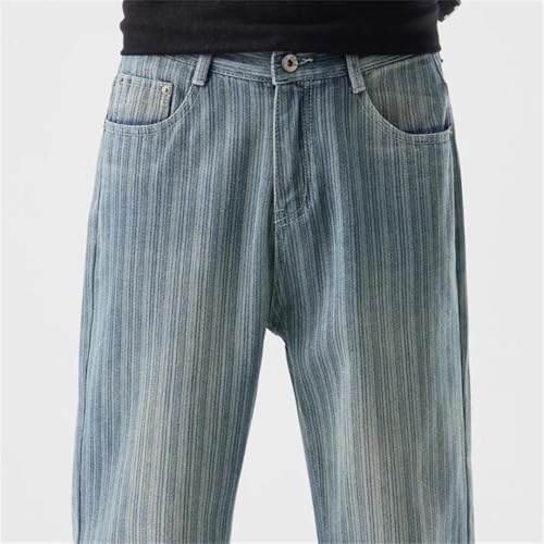 Men's Striped Jeans Y2K Streetwear Style Baggy Straight Denim Pants Retro INS Look Trousers2