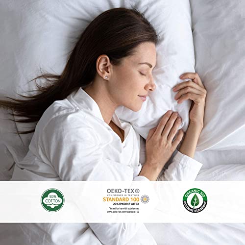 Craftsworth 100% Cotton Premium Pillow Protector Encasement - 20 X 26 Inches (Pack Of 2, Standard, White) - Zippered Pillow Case Cover Dust Proof Hypoallergenic #TOP2