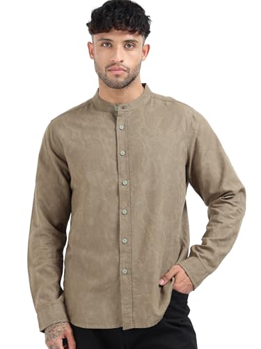 Image of StitchX Men's Full Sleeve Mandarin Collar Jacquard Shirt