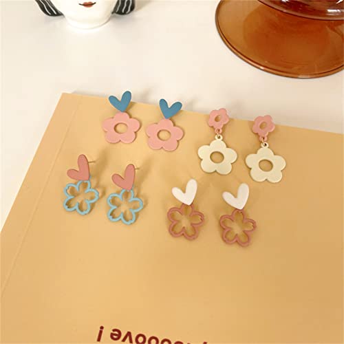 Onlyjump 60S 70S Flower Dangle Earrings For Women Girls Retro Daisy Flower Floral Dangle Earring Handmade Bohemian Earring (Yellow White) #TOP4