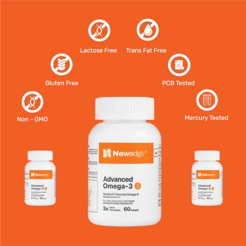 Image of Newedge Advanced Omega-3 | MaxSimil Monoglyceride Fish Oil | 3X Higher Absorption than Regular Fish Oil | EPA DHA Supplement | Norway Purified | No Fishy Burps | 30 Capsules