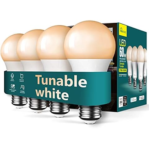 TREATLIFE Smart Light Bulbs 4Pack, 2500K-6500K Tunable White Dimmable LED Light Bulb Compatible with Alexa and Google Home, 2.4GHz WiFi Smart Bulb, 800LM, E26 A19 9W, No Hub Required Cover