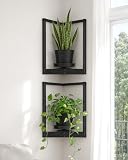 Bamworld Picture Frame Wall Planters Set of 2 Corner Wall Plant Holder | Modern Wall Hanging Plant Stand Indoor for Living Room Bedroom Home Decor Patio Black