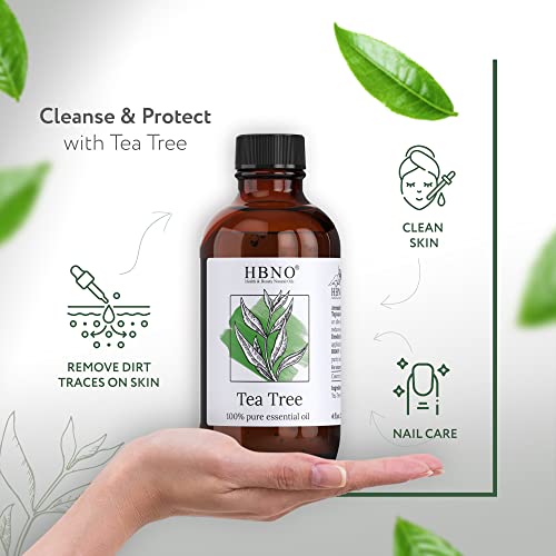 Hbno Tea Tree Oil For Skin 4Oz (120 Ml) - 100% Pure - Bring Refreshing Aroma Of Tea Trea Essential Oil - Perfect For Acne & Skin Therapy #TOP2