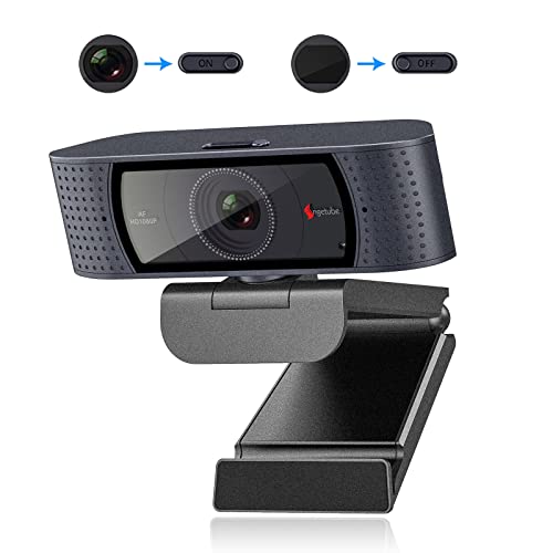 Angetube Webcam para PC - 1080P Full HD Streaming Webcam con cubierta protectora incorporada, enfoque automático PC cámara con doble micrófono de reducción de ruido, adecuado para PC, portátil,